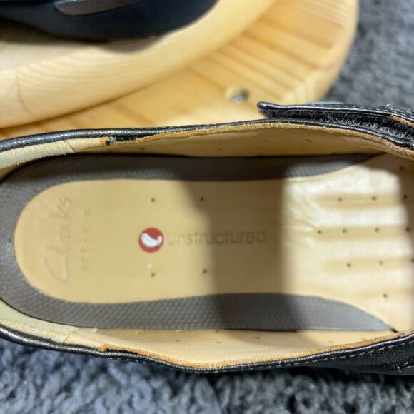 Clarks Unstructured Mary Jane Flats Women Size 9 Wide Leather Bronze Casual Shoe - Picture 6 of 8